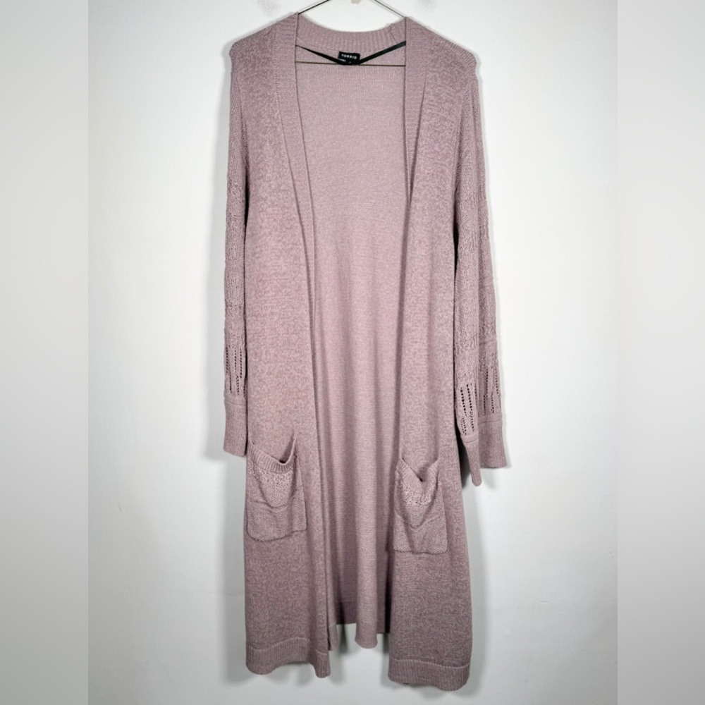 torrid Women’s Plus Size 5/5X Long Open-Front Cardigan Acrylic Blend Knit